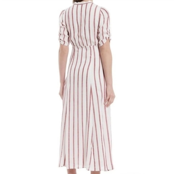 Chelsea & Violet Womens S Boho Maxi Summer Chic Dress Button Up White Red Stripe - Picture 2 of 12